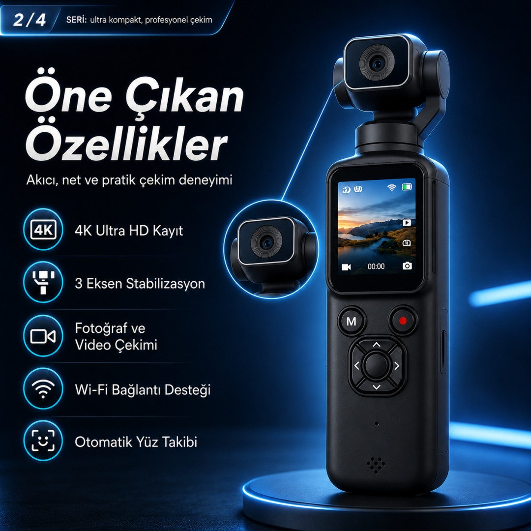 Castu HJD05 Ultra Kompakt 4K Pocket Kamera 3 Eksen Stabilizasyonlu teknik özellikleri