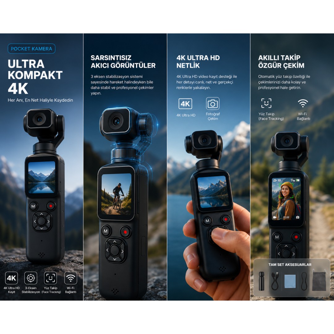 Castu HJD05 Ultra Kompakt 4K Pocket Kamera 3 Eksen Stabilizasyonlu yorumlar