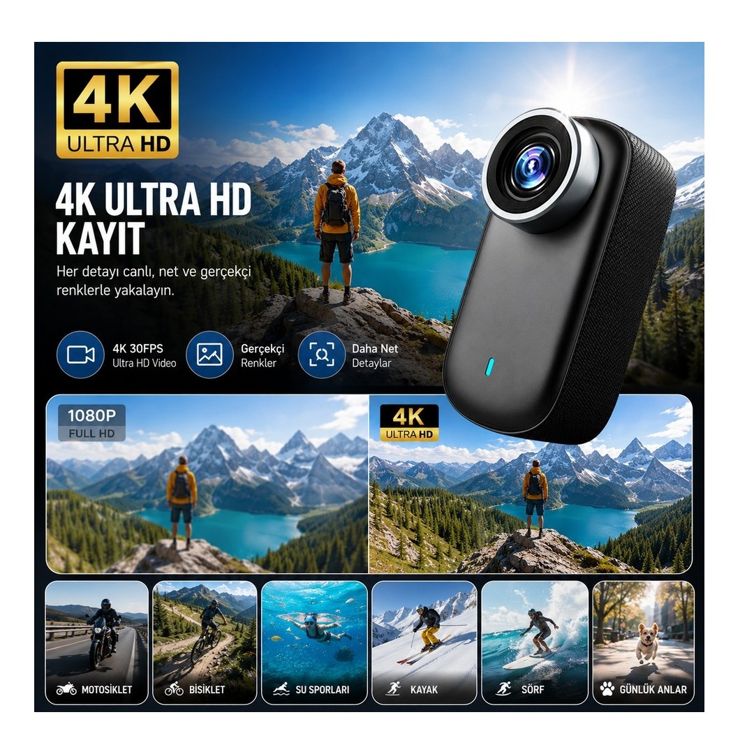 Castu M11 4k Stabilizasyonlu Manyetik Aksiyon Kamerasi 4k Ultra Kayit