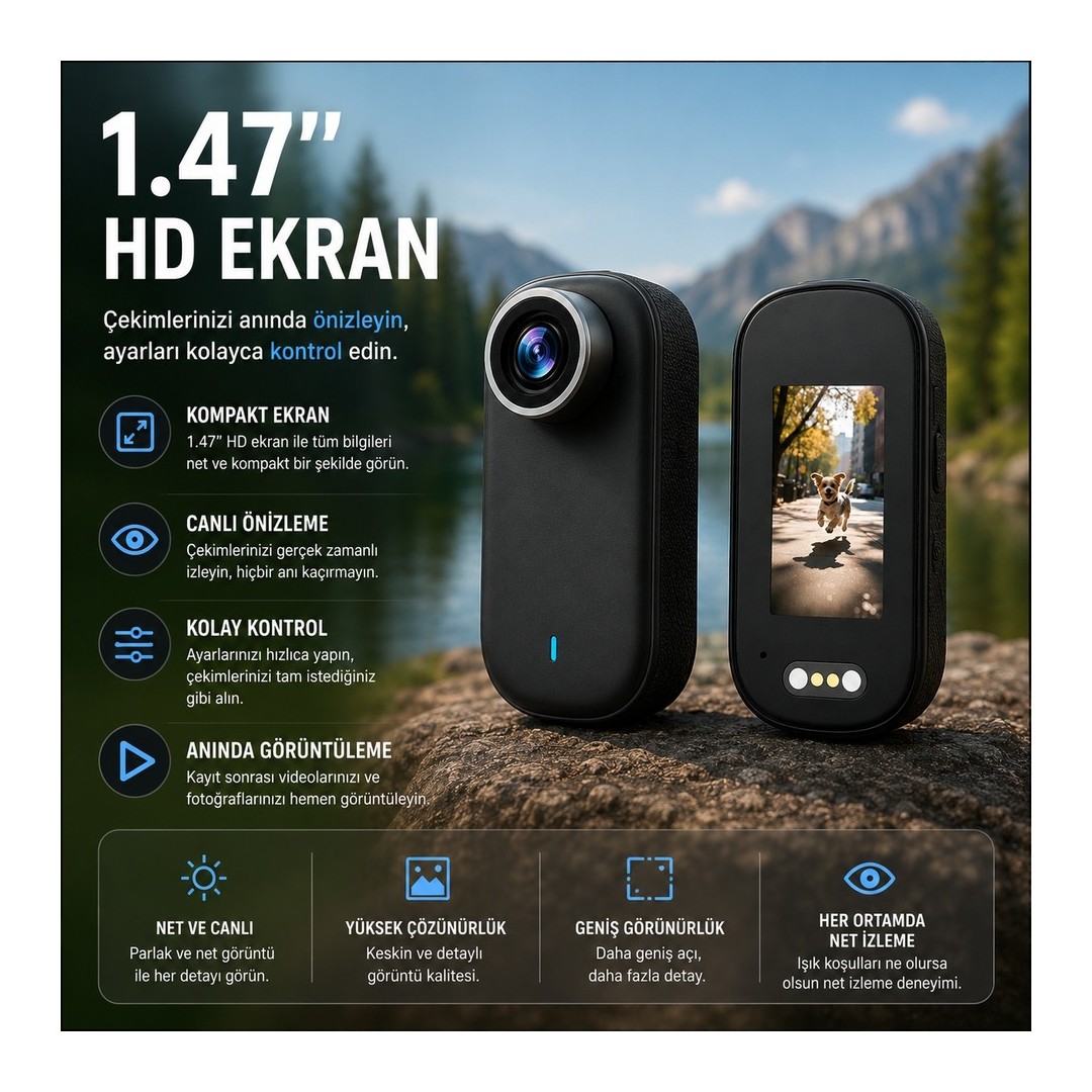 Castu M11 4k Stabilizasyonlu Manyetik Aksiyon Kamerasi Hd Ekran