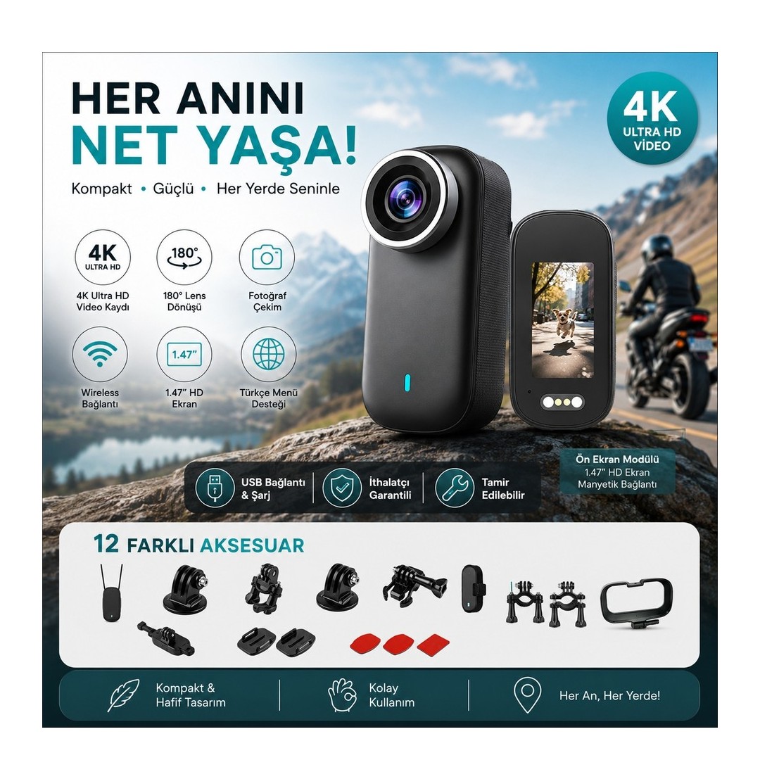 Castu M11 4k Stabilizasyonlu Manyetik Aksiyon Kamerasi Her Ani Yasa