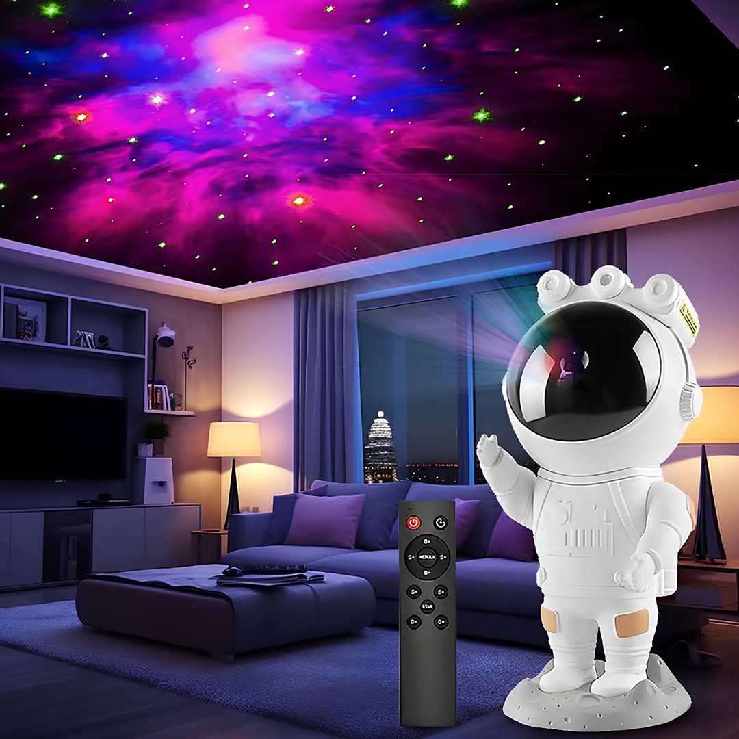 CASTU MSZ-003 Astronot Gece Lambası Astronot Projektör Gece Lambası Uzaktan Kumandalı Çok Renkli Nebula Gece Lambası Yıldızlı Gece Lambası Zamanlayıcılı Gece Projektörü