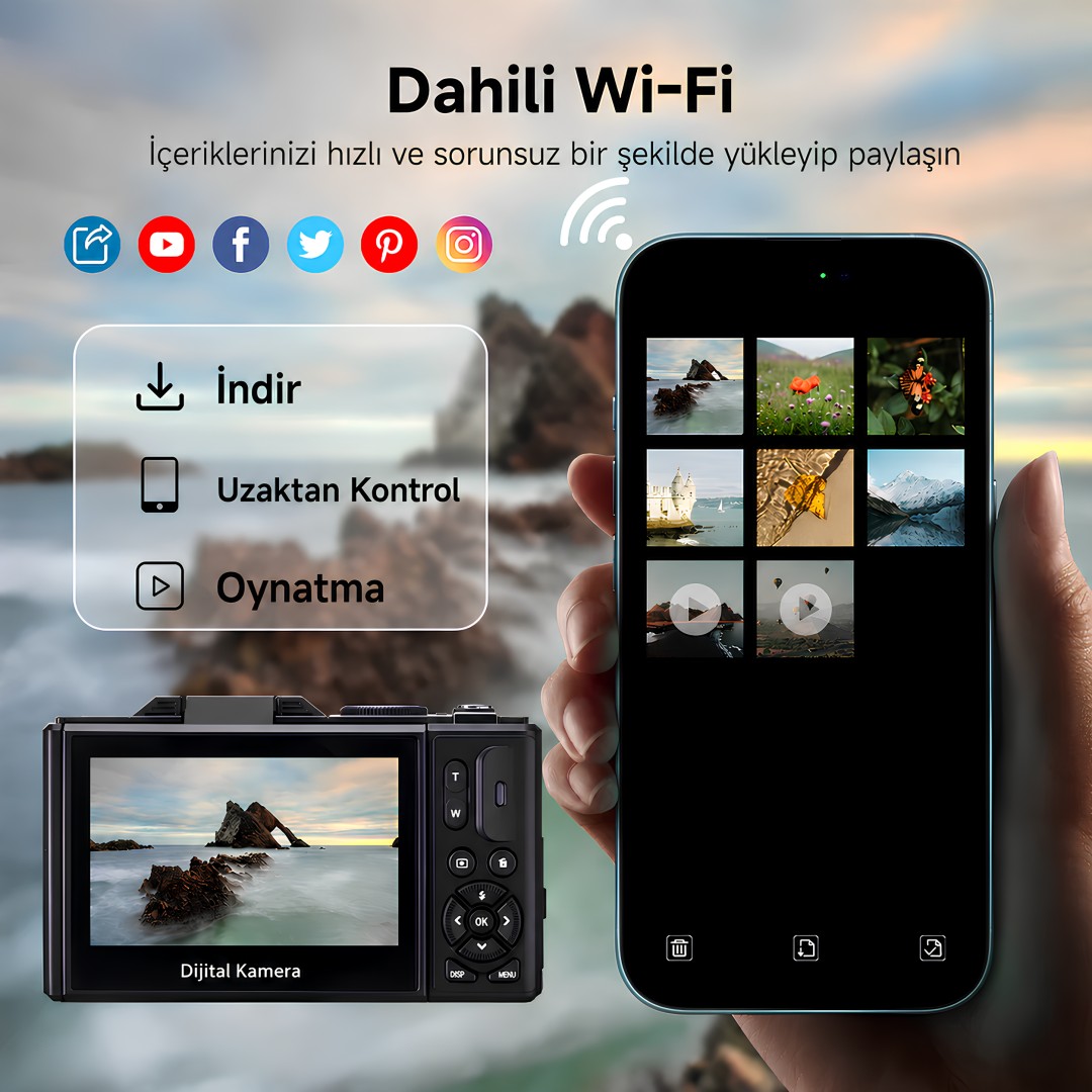 Castu Wd08 Pro 5k 75mp Wifi 18x Zoom Dijital Kamera Siyah Ayrintilari