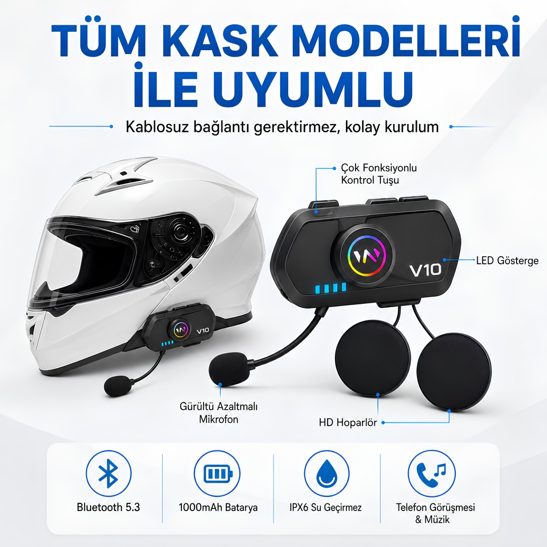 Castu Y10 V10 Bluetooth 5 3 Kablosuz Kask Kulakligi Ipx6 Teknik Ozellikleri