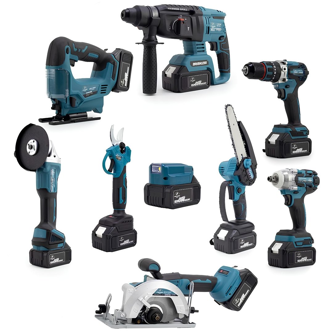 DW EEA388 Akülü 9 Lu Set (Power Bank & Led + Kırıcı Delici Matkap + Avuç taşlama + Somun Sıkma + Vidalama + Sunta Kesme + Dekupaj + Budama Testeresi + Budama Makası)