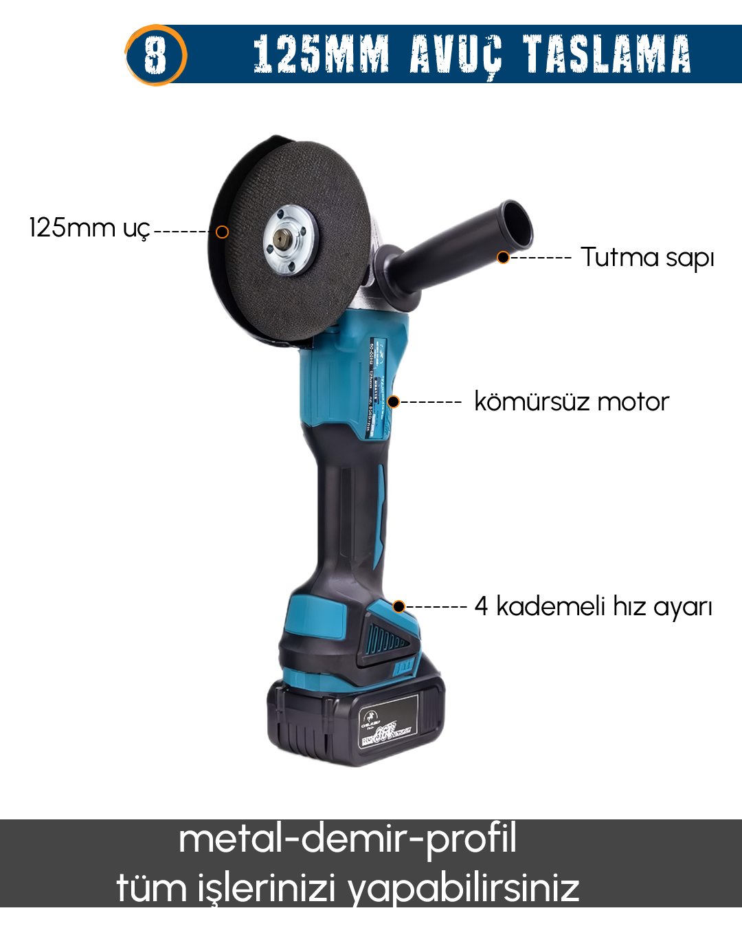 CHELİKBEİ EEA389 Akülü 10 LU Set avuç taşlama özellikleri