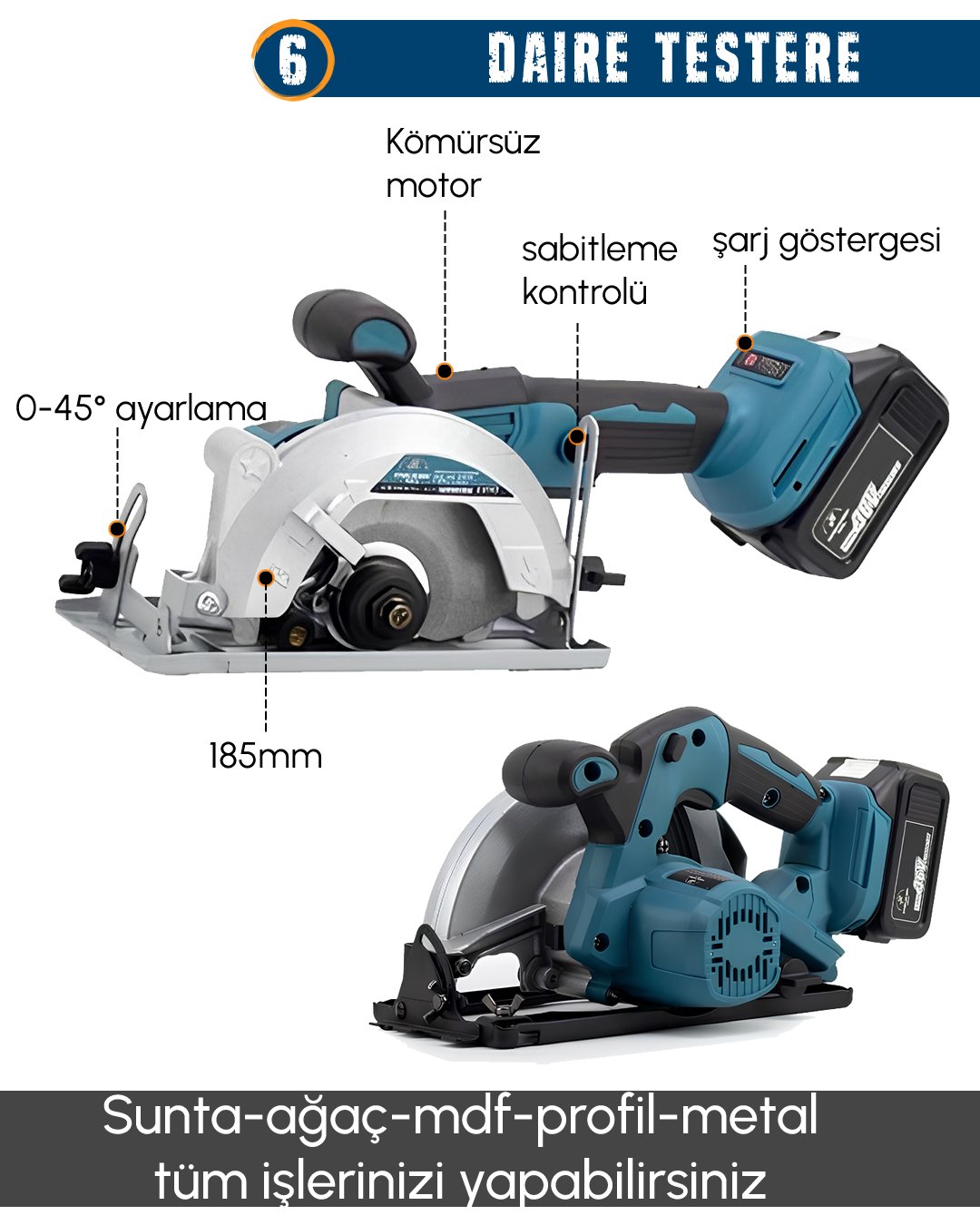 CHELİKBEİ EEA389 Akülü 10 LU Set daire testere özellikleri