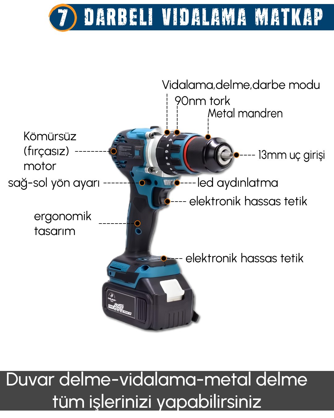 CHELİKBEİ EEA389 Akülü 10 LU Set darbeli vidalama matkap özellikleri