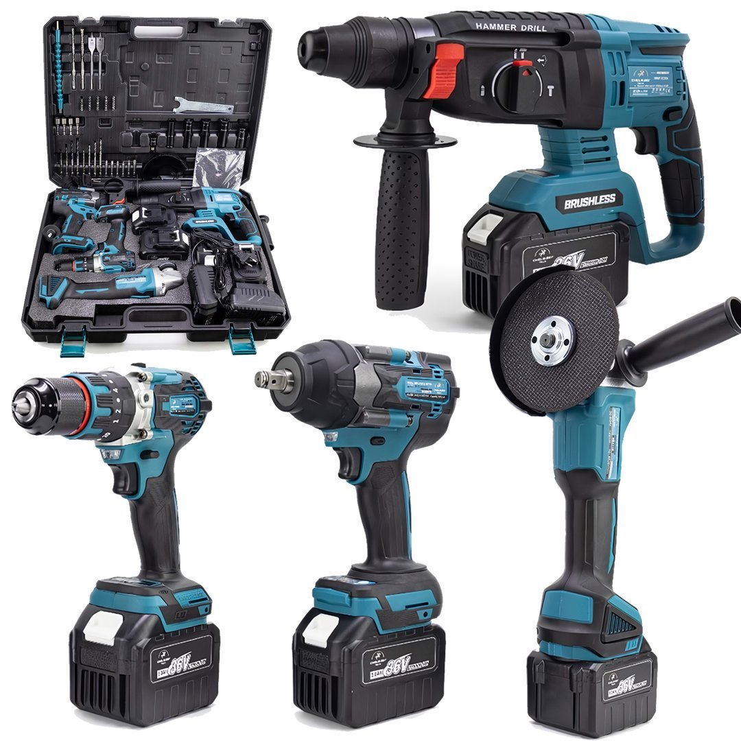 CHELİKBEİ EEA402 Profesyonel 15 Pilli Akülü Kömürsüz 4 lü Set Makina Somun Sökme Takma, 26mm Kırıcı Delici,  13mm Darbeli Vidalama, 125mm Avuç Taşlama