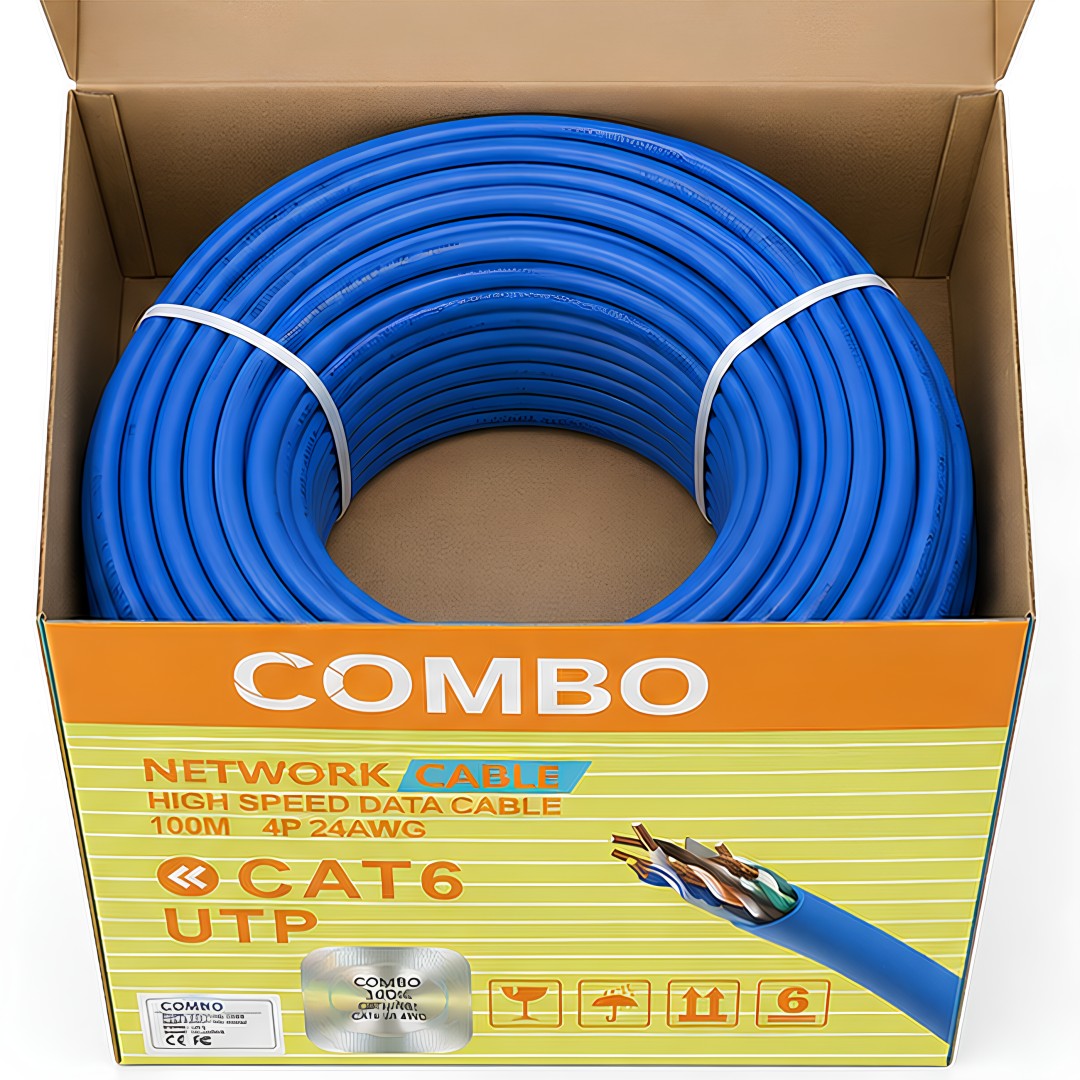 Combo Cm Cat6 100m 100 Metre Cat6 Utp Network Kablosu Mavi Kutu Icerigi