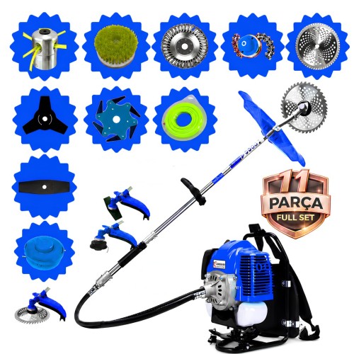 Cros Lombard Italy CL-11-XL Sırt Tipi Benzinli Tırpan ve Halı Yıkama 11 Parça Full Set