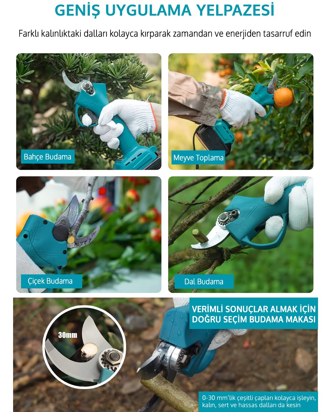 DW BT081 Profesyonel Akülü Kömürsüz 2li Bahçe Seti - 24V 3ah 15cm Budama makası kullanım alanları