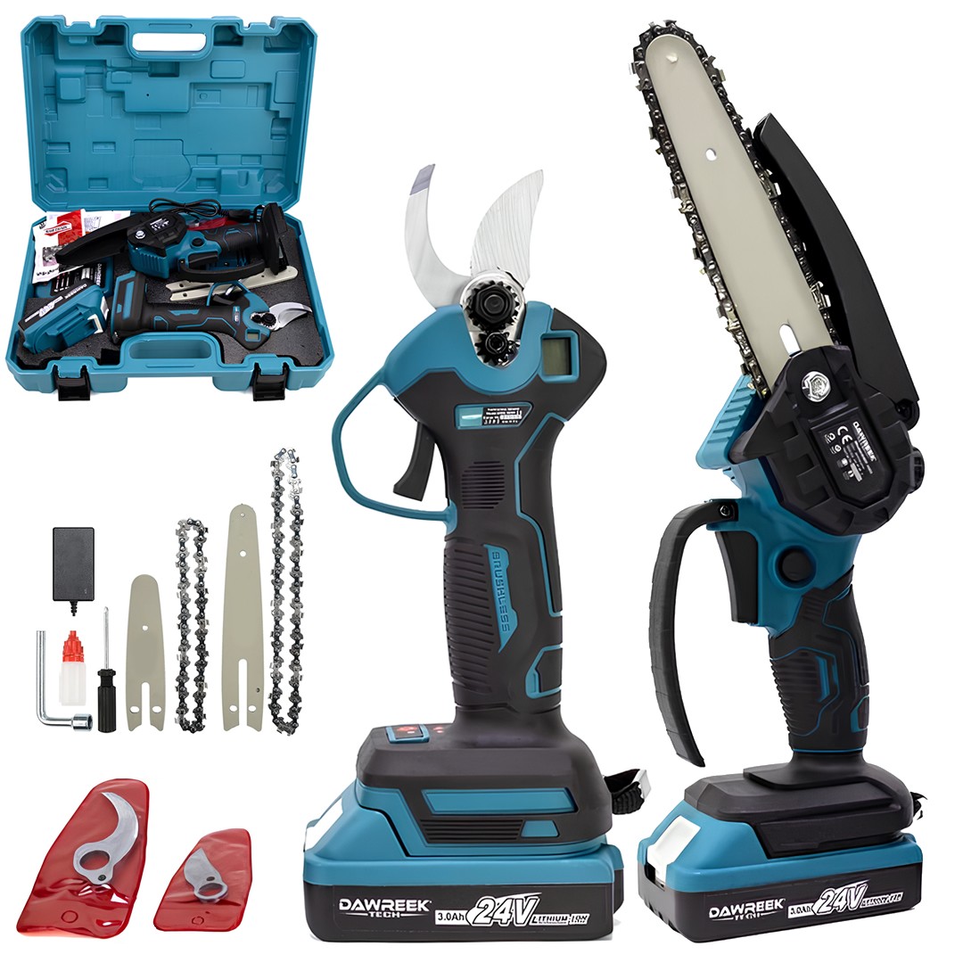 DW BT0181 Profesyonel Akülü Kömürsüz 2li Bahçe Seti - 24V 3ah 15cm Budama Testeresi ve Budama Makası Çift Akü Yedek Aksesuar