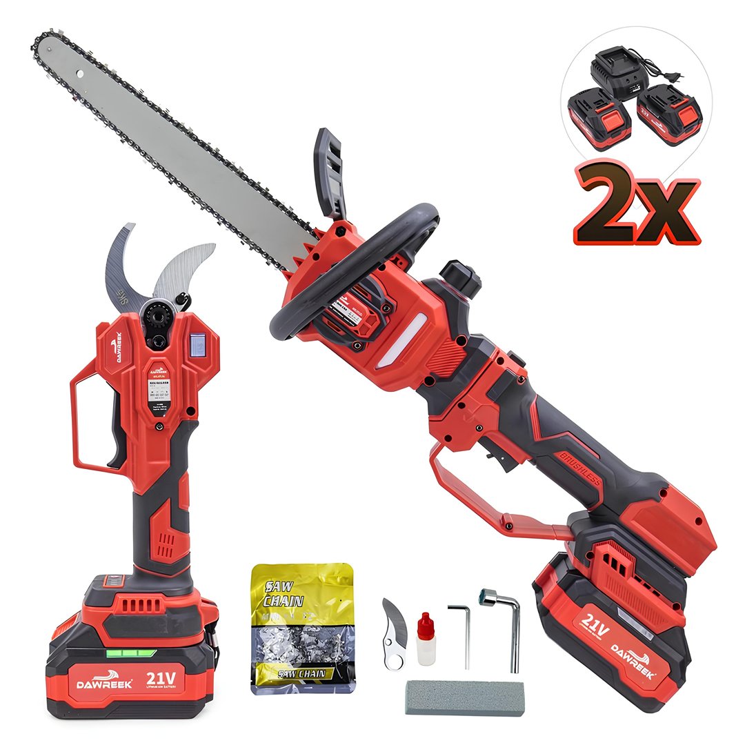 DW BT0228 Profesyonel Akülü Kömürsüz 2li Bağ Seti - 50mm Bağ Makası + 25cm Uzatmalı Dal Kesme Testeresi aksesuarlar