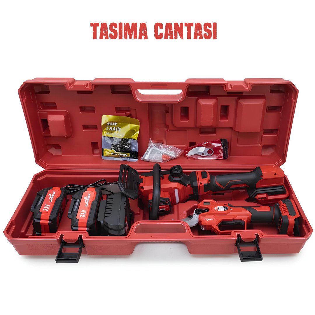 DW BT0228 Profesyonel Akülü Kömürsüz 2li Bağ Seti - taşıma çantası