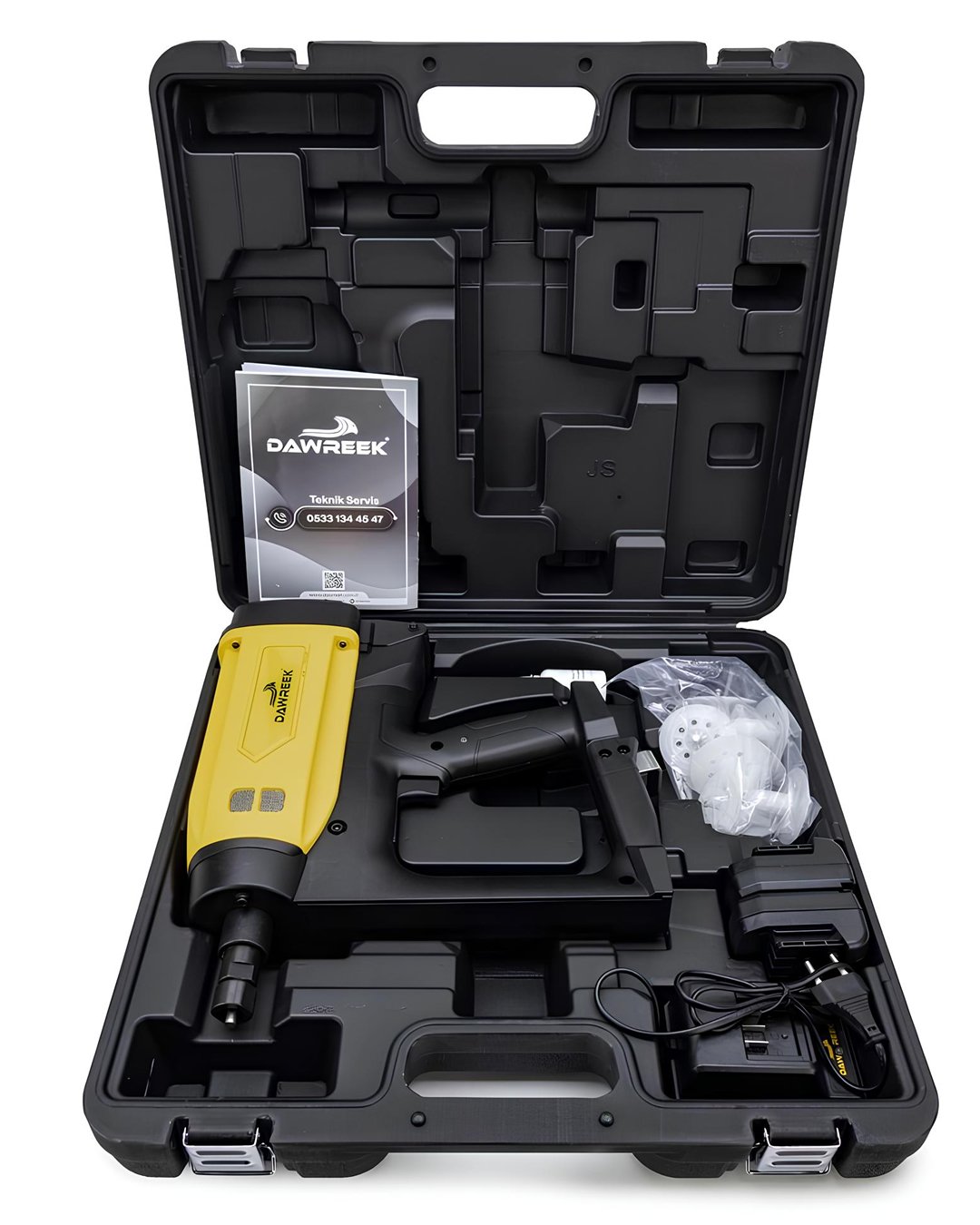 Dawreek BT0240 Şarjlı Çivi Tabancası – Gaz + Batarya Profesyonel Çakma Makinesi 30-180mm çantası