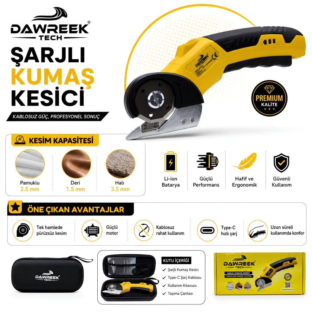 Dawreek NBA115 Şarjlı Kumaş Kesme Makinesi  teknik özellikleri