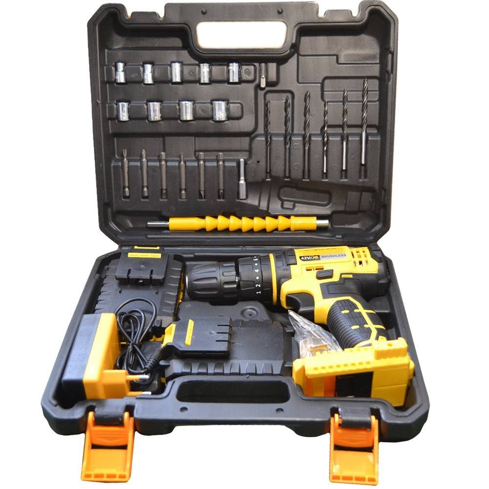 Devolt eea259 çift akülü 42v vidalama matkap seti çantası