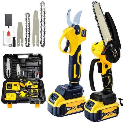 DewaltPlus EEA131 Akülü Makaslı Dal Budama ve Dal Budama Testere 2Li Set 58V 5Ah Çift Akülü Çelik Şanzımanlı
