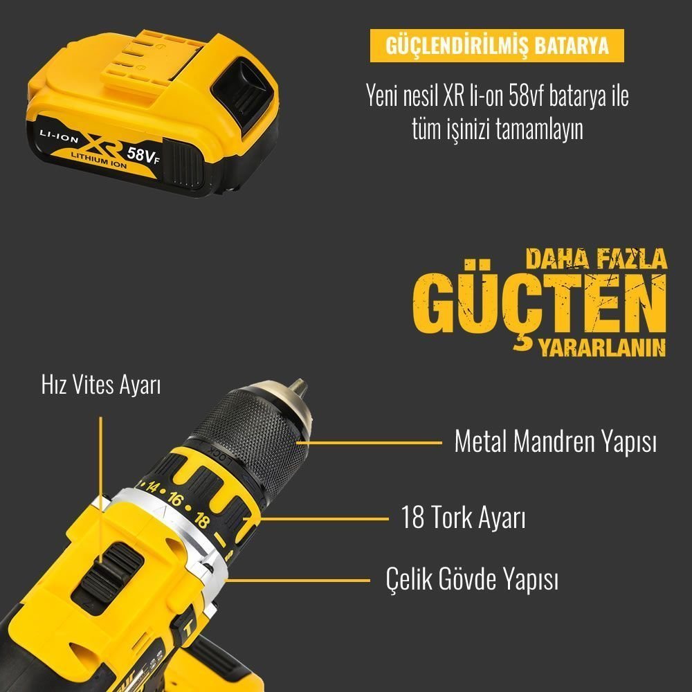 Dewalt plus çift akülü vidalama matkap