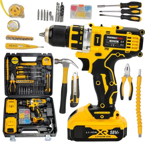 DewaltPlus EEA226 Çelik Gövde Full Set 58vf Çift Akülü Vidalama Matkap