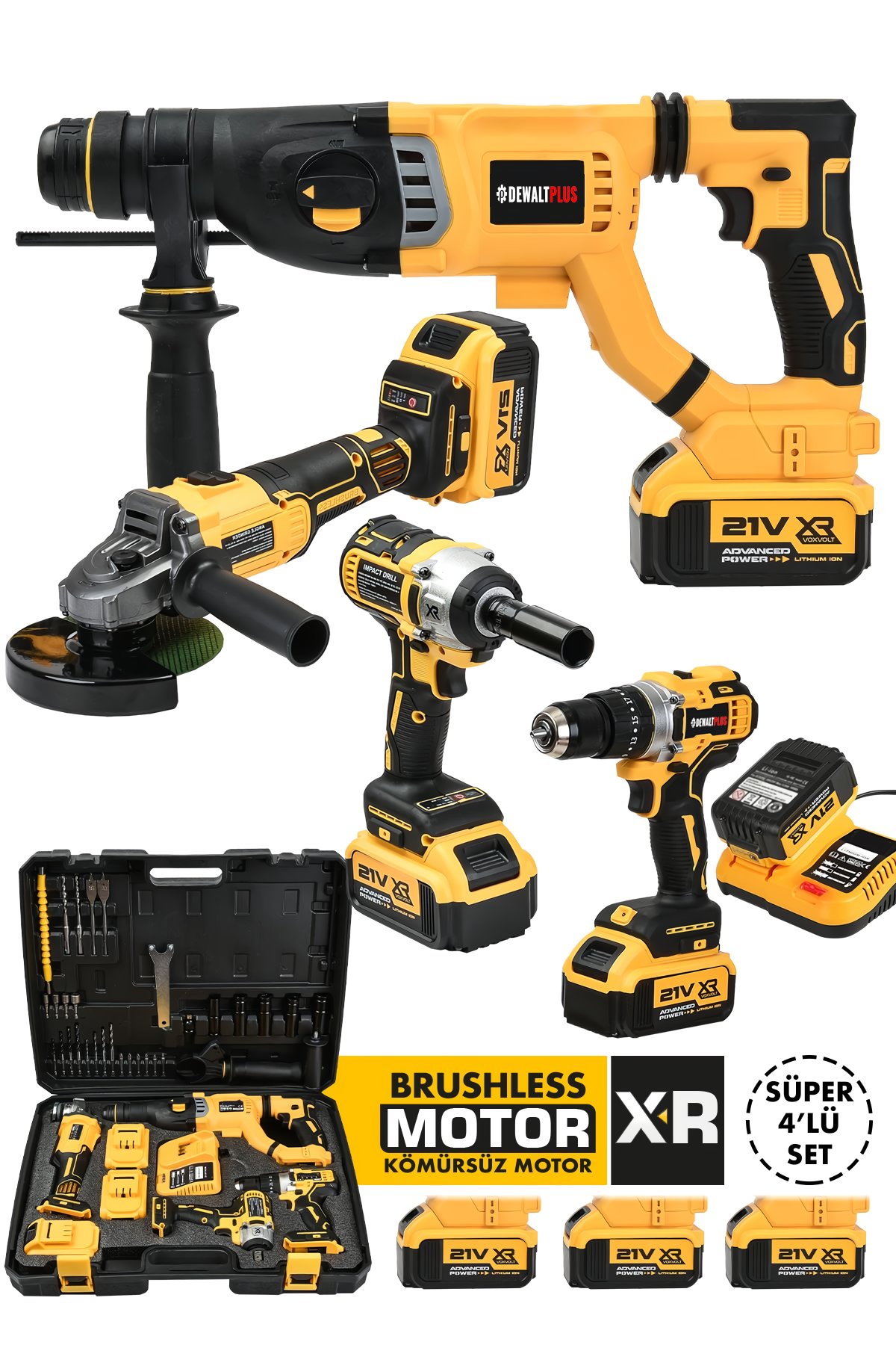 Dewalt EEA334 Profesyonel 4lü Makine Seti Vidalama Somun Sıkma Kırıcı Delici Hilti Taşlama Ürün Bilgisi