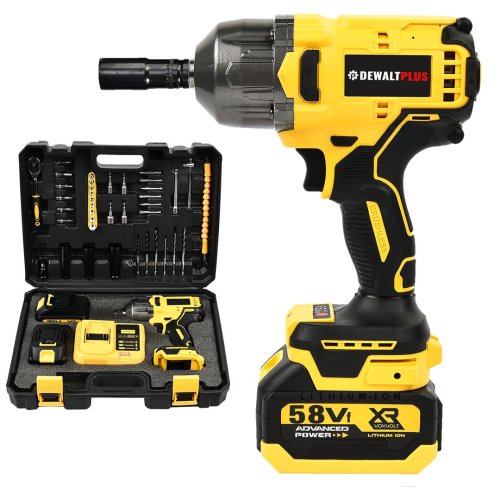 DewaltPlus EEA345 Kömürsüz Motor 800 Nm Torklu Şarjlı Somun Sıkma Bijon Sökme Seti Sarı