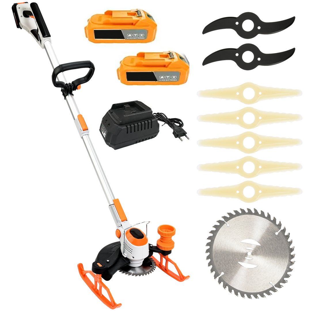 DewaltPlus EEA424 Profesyonel Çift Akülü Kızaklı Ot, Dal, Çim, Çalı, Biçme Tırpan Makinesi (Turuncu) 58Vf parçalar