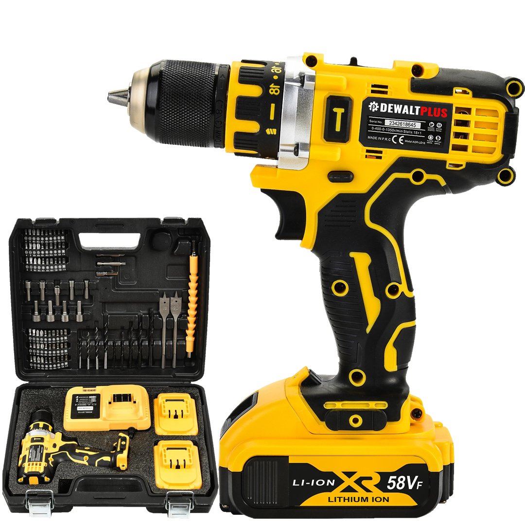 DewaltPlus EEA442 Akülü 84 Parça Çift Batarya Vidalama Matkap Seti 58Vf 3p