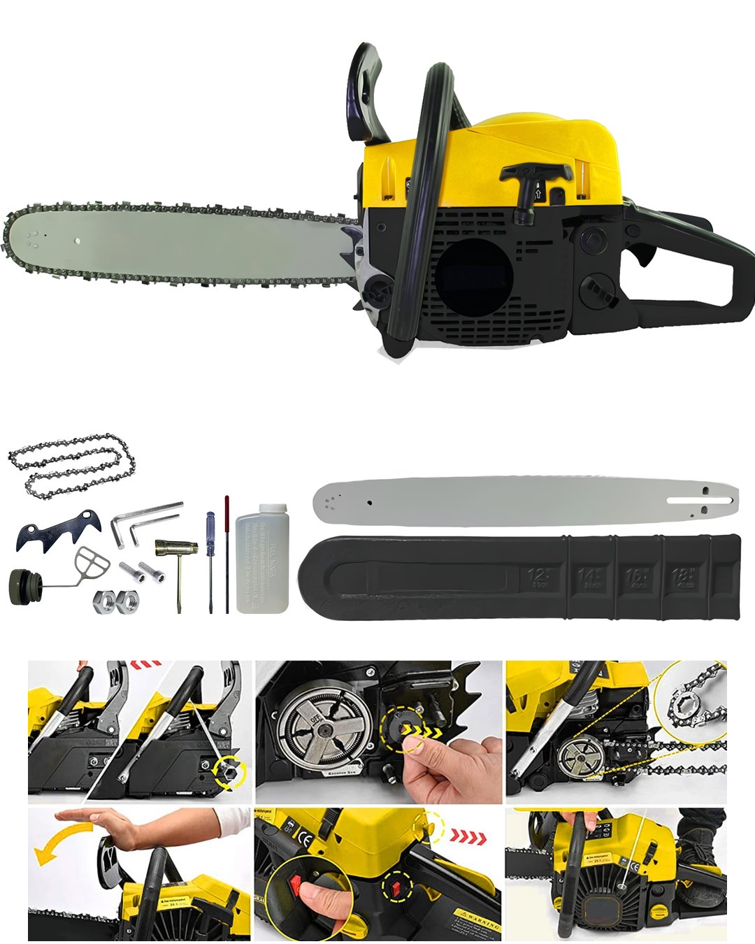 Dewalt Plus EEA352 Ekstra Güçlü 52CC 2.9 HP 8000 Rpm Benzinli Ağaç Odun Dal Kesme Motoru Benzinli Testere Hızar Motoru Özellikler