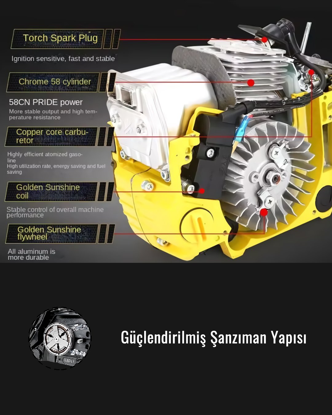 Dewalt Plus EEA352 Ekstra Güçlü 52CC 2.9 HP 8000 Rpm Benzinli Ağaç Odun Dal Kesme Motoru Benzinli Testere Hızar Motoru Teknik Özellikler