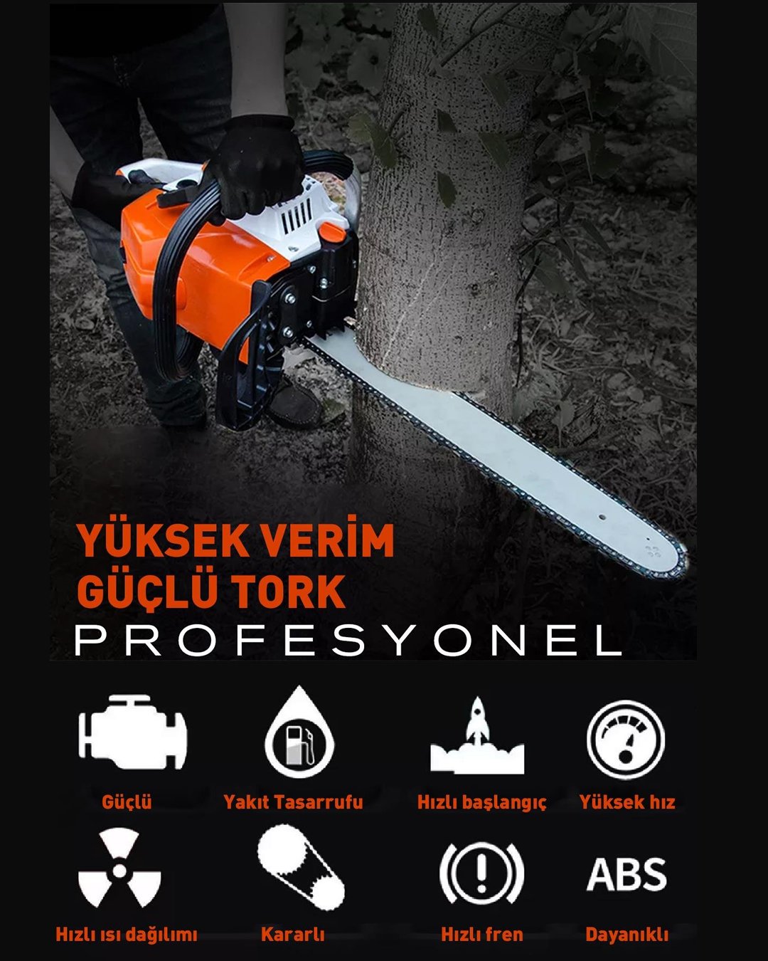 Ekinler EEA074 Ekstra Güçlü 52CC Benzinli Ağaç Odun Dal Kesme Motoru Benzinli Testere Hızar Motoru (Turuncu) model ve fiyatlar