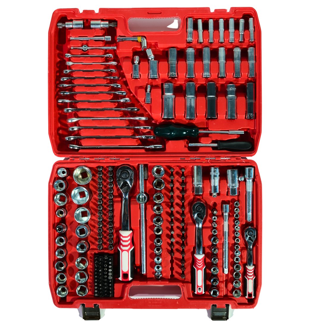 Ekinler EEA465 Profesyonel 216 Parça Usta Lokma Takımı Seti Tamirci Seti Paslanmaz Çelik Krom Kaplama Kırmızı