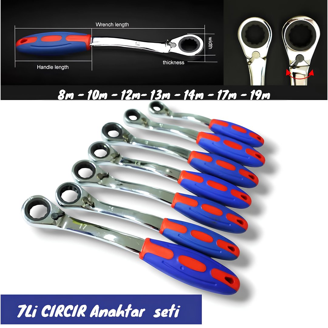 Ekinler El Aletleri EEA407 7li Paslanmaz Krom Kaplama Cırcır Anahtar Seti MODEL ve fiyatlar