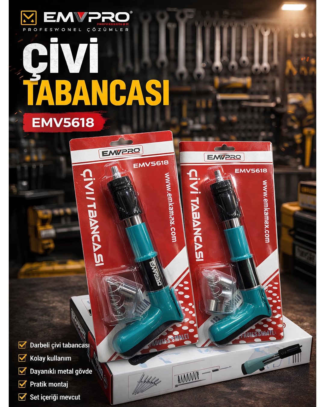 EMVPRO EMV5618A Mekanik Çivi Tabancası Beton Çelik Çivi Tabancası model ve fiyatlar