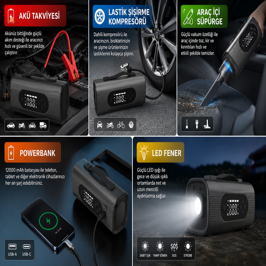 enshall ens001 jump starter kullanım alanları ve fiyatlandırmaları