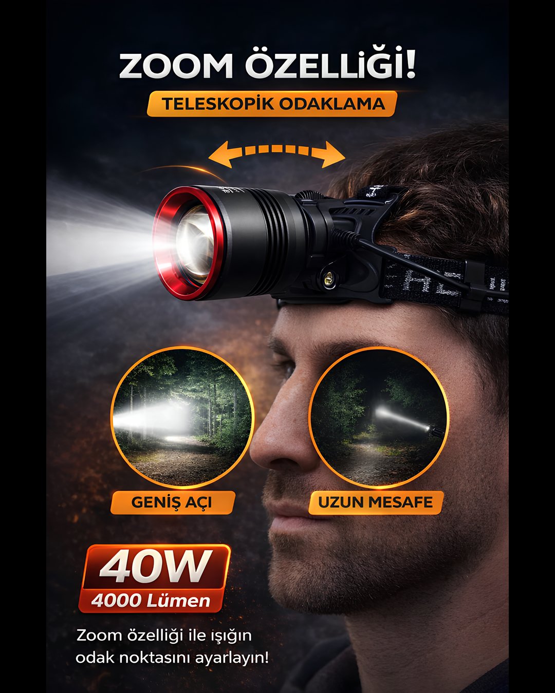 Farissu Q-Max PST2208 4000 Lümen Şarjlı Sensörlü Kafa Lambası 40W Zoomlu Powerbank Özellikli Profesyonel LED Fener teknik özellikler