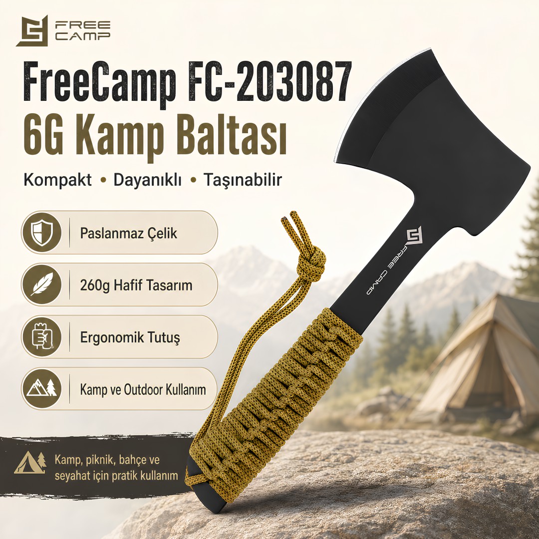 FreeCamp FC-203087 6G Paslanmaz Çelik Kamp Baltası model ve fiyatlar 