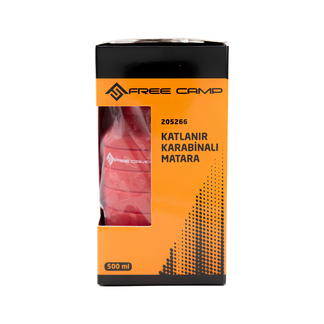 FreeCamp FC-205266-KRM Katlanır Karabinalı Matara 220 ml Kırmızı ayrıntıları