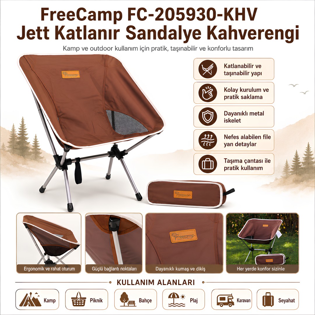 FreeCamp FC-205930-KHV Jett Katlanır Sandalye Kahverengi model ve fiyatlar
