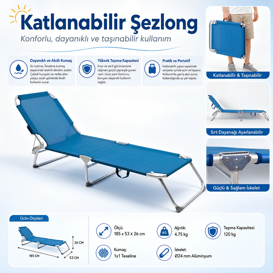 FreeCamp FC-230400 Neon Katlanır Şezlong Su Tutmaz Kumaş model ve fiyatları
