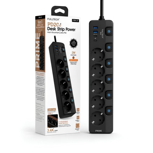 FULLTECH FTR-31 5’li Akım Korumalı Priz USB-C PD20W