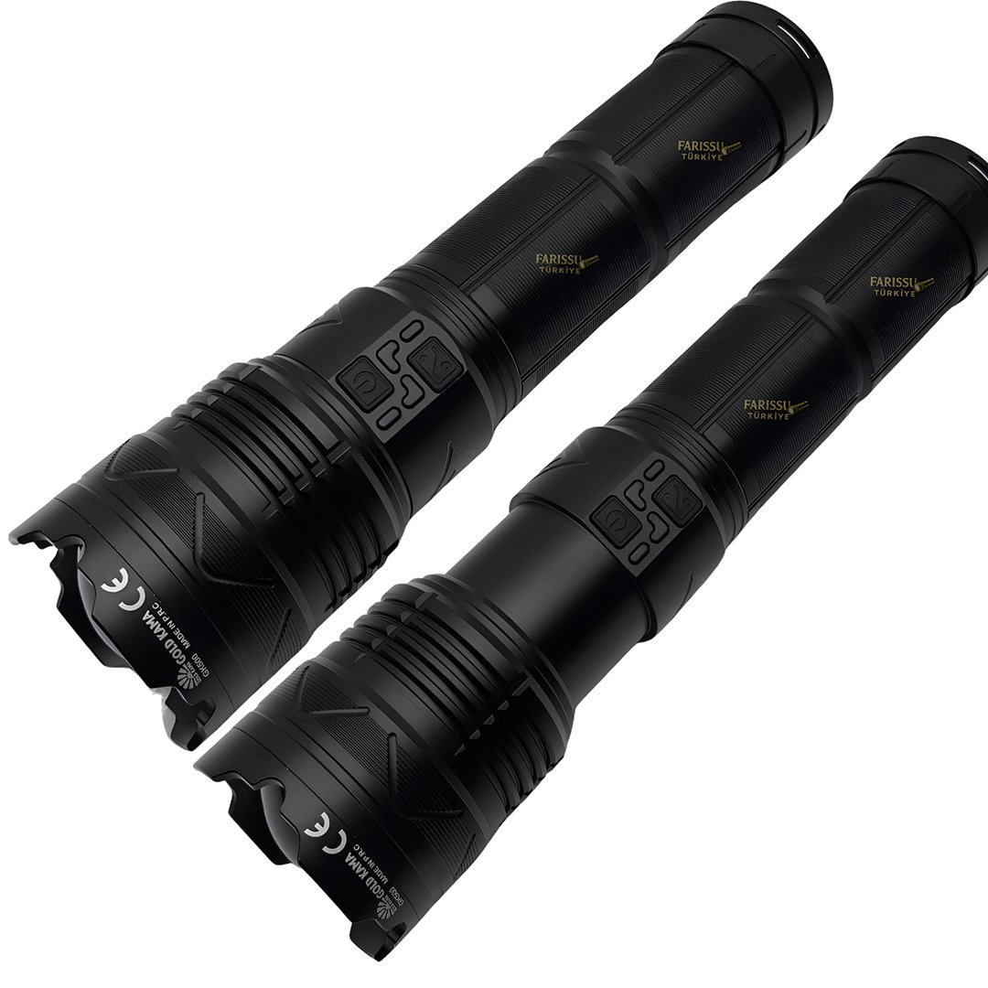 Gold Kama GK500 15000 Lümen Şarjlı Avcı El Feneri 30400 mAh Ultra Güçlü Zoomlu Profesyonel Fener Seti özellikleri