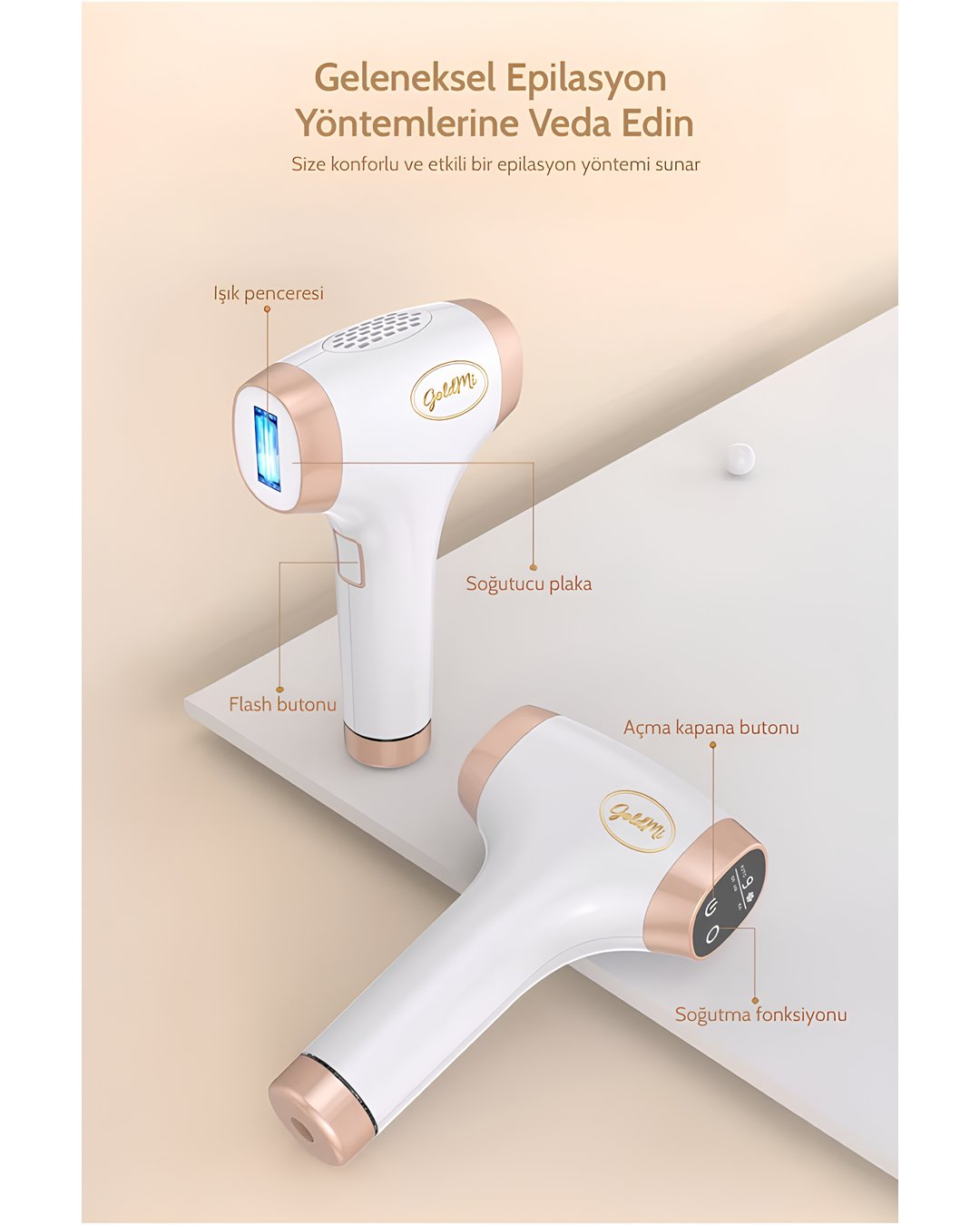 GoldMi IPL01 Buz Lazer Epilasyon Cihazı 21J | Sınırsız Atım, ICE Soğutma, Cilt Gençleştirme kampanya