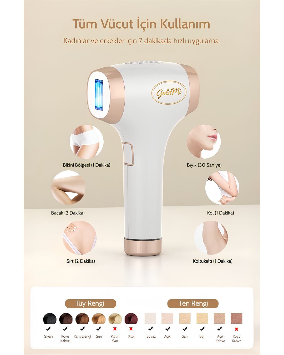 GoldMi IPL01 Buz Lazer Epilasyon Cihazı 21J | Sınırsız Atım, ICE Soğutma, Cilt Gençleştirme vucut kullanımı