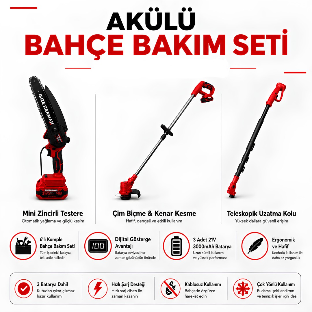Grezerman HKT-1230-K 6’lı Bahçe Seti Dijital Göstergeli teknik özellikleri