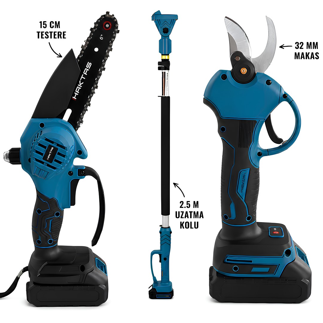 Prohummer HKT-425 Profesyonel 32 mm Makaslı 15 cm Testereli 2.5 m Uzatma Kollu Budama Seti