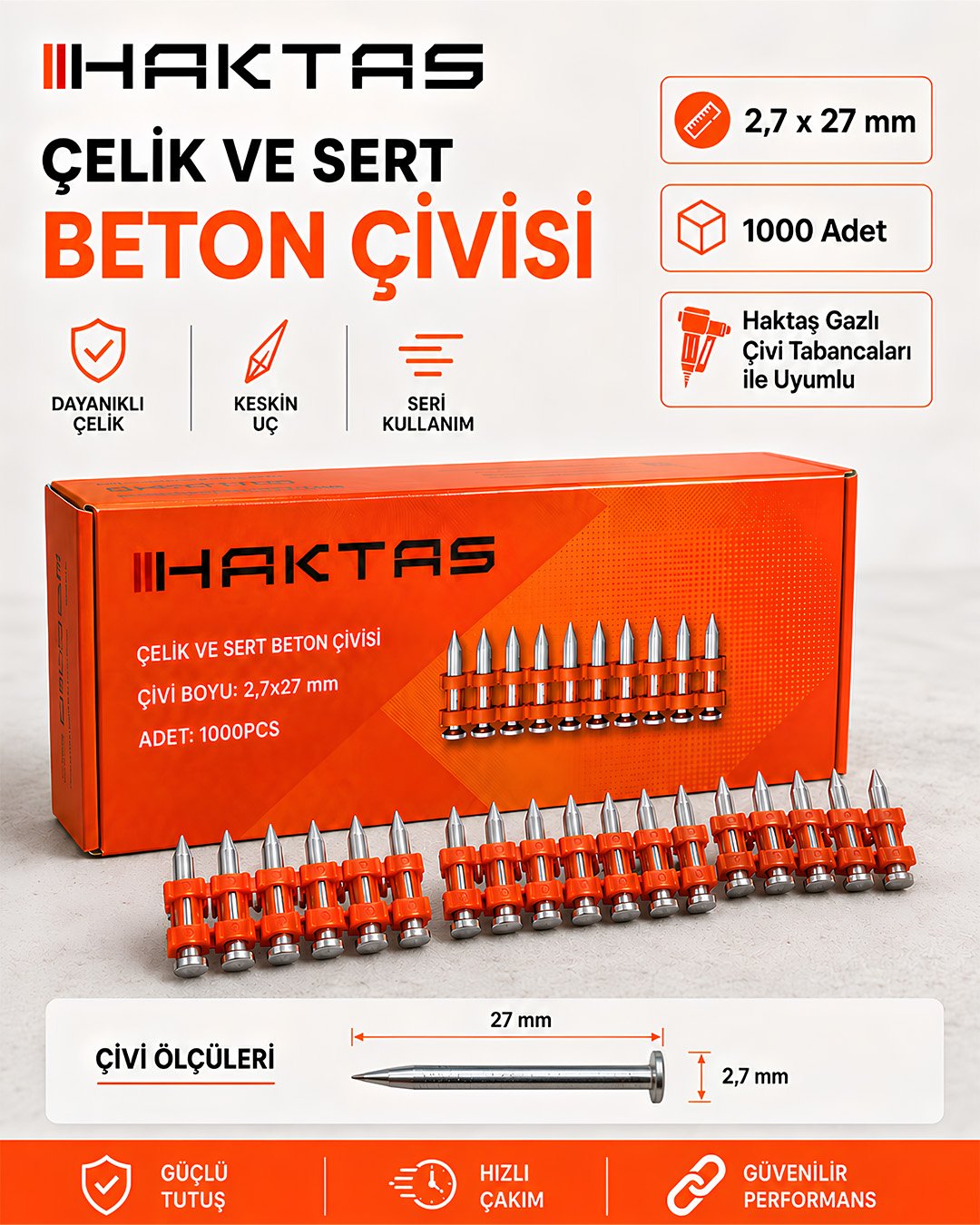 haktas hkt036 1000 adet 2,7x27mm celik sertbeton civisi gazli civi tabancasi uyumlu model ve fiyatları