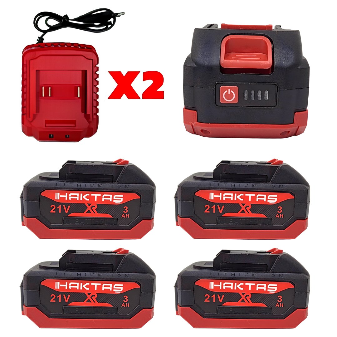 Haktaş HKT1020 Yeni Nesil Kırmızı 9lu Şarjlı Vidalama Matkap Seti 21V 3ah bataryalar