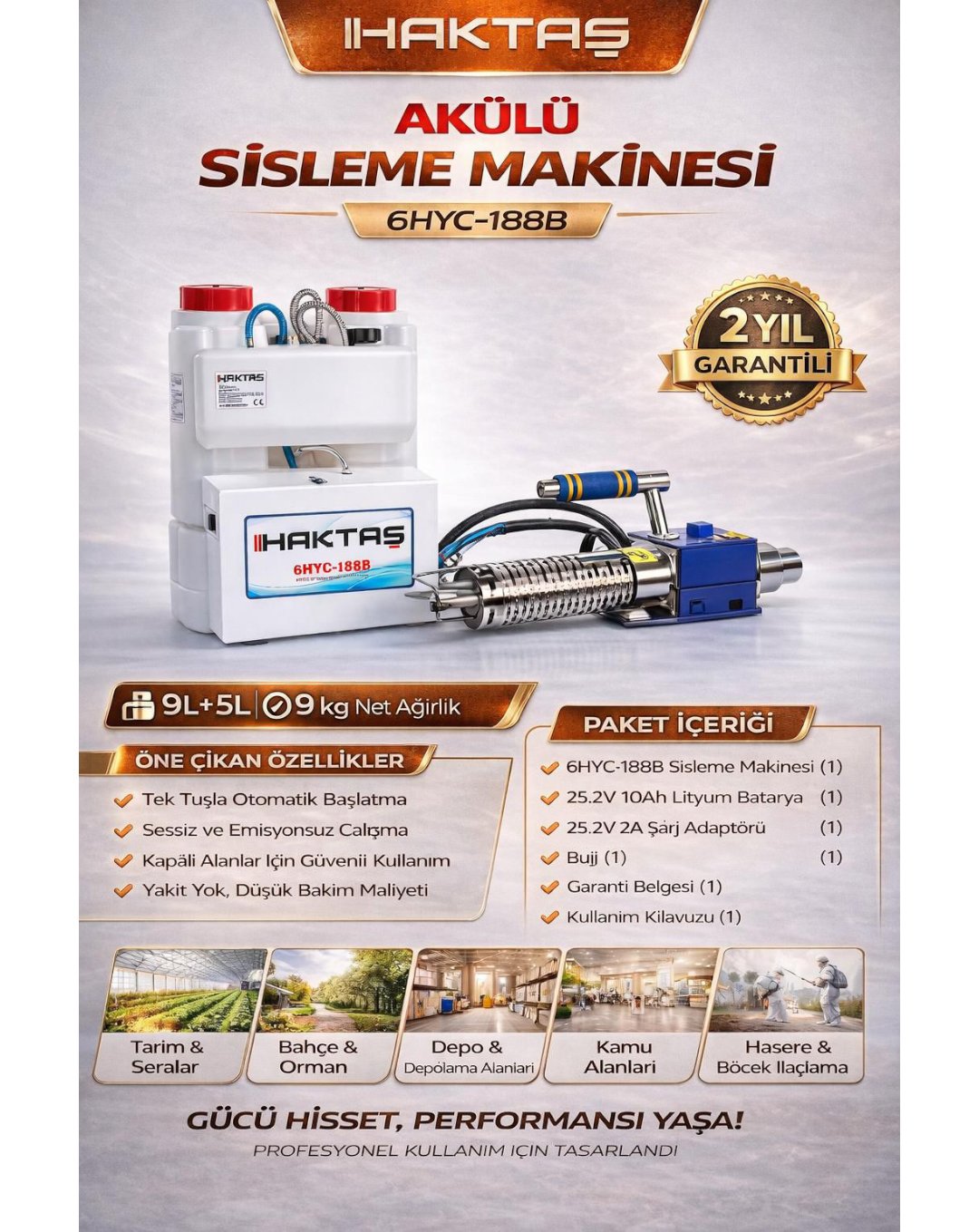 Haktaş 6HYC-188 Akülü ULV Termal Sisleme İlaçlama Makinesi - Dumanlama Makinesi